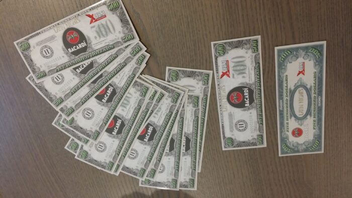 Custom funny money personalized for a Brooklyn corporate casino party event