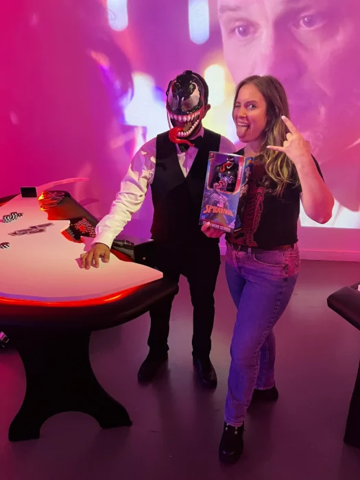 Custom Casino Table and dealer mask make for Venom Movie