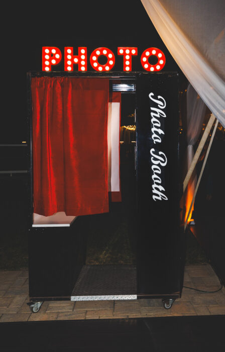 Traditional Style Photo Booth with Red Curtain